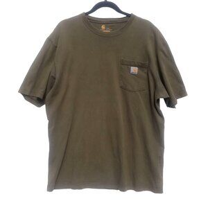 Carhartt Men's Tee Large Tall 100% Cotton Olive Green Pocket Original Fit TShirt